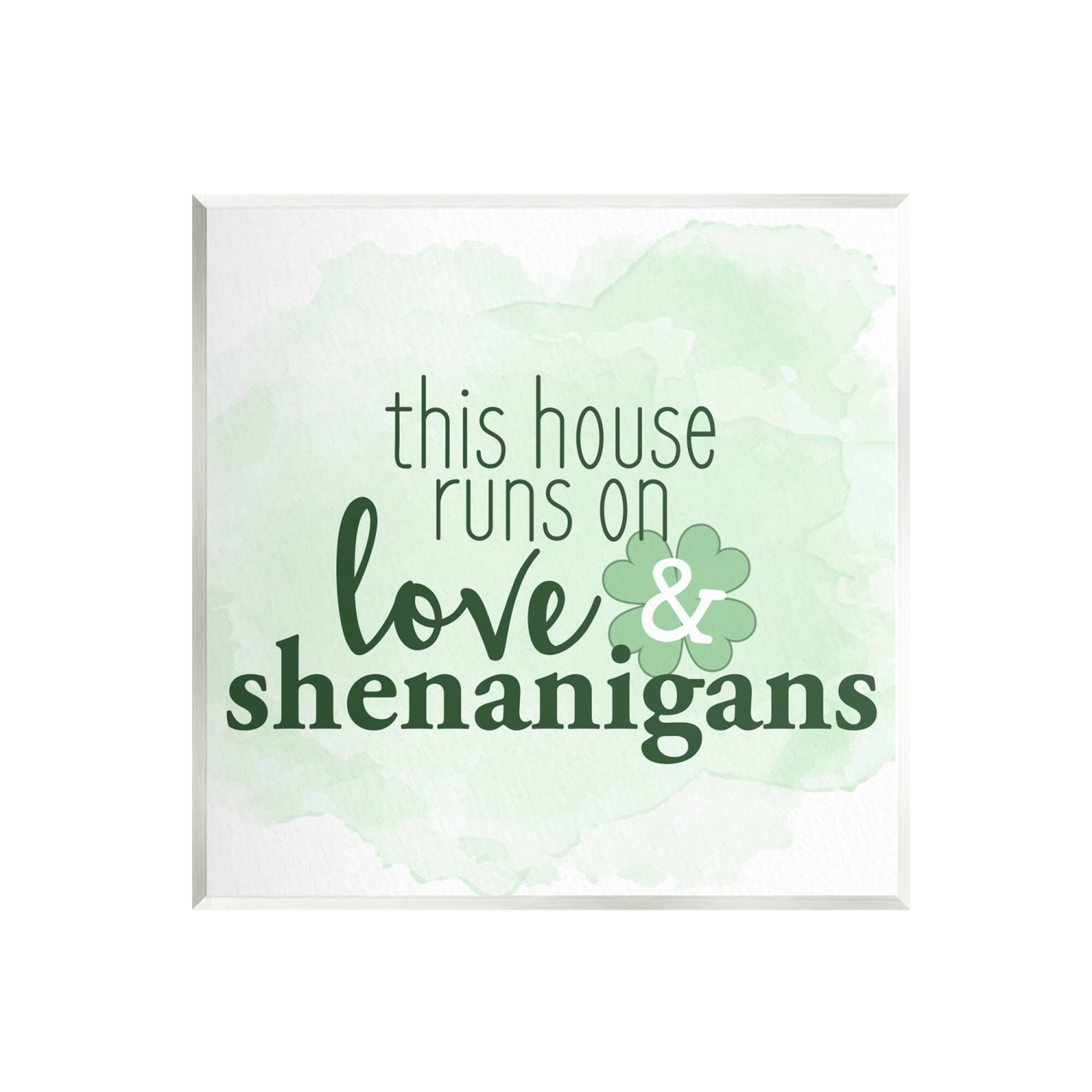 Stupell Industries Love & Shenanigans Family Shamrock Phrase Canvas Wall Art